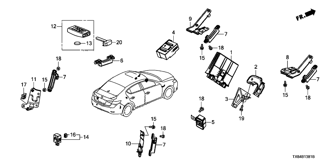 Acura 38388-TX6-A30 Bracket, Left Rear Tpms & Smart