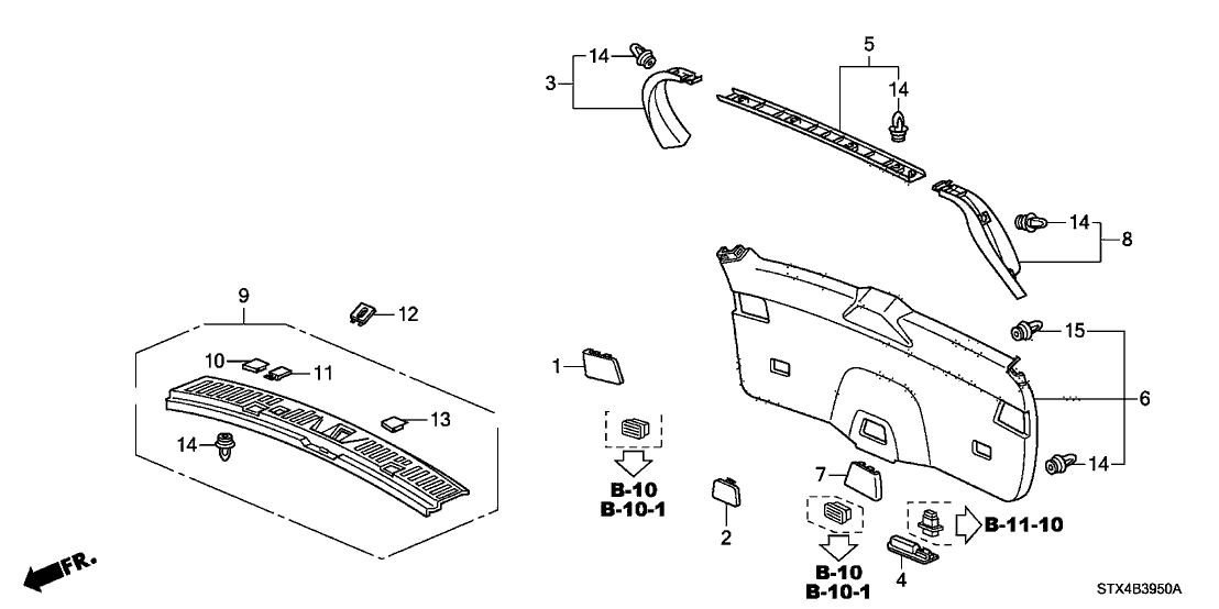 Acura 84435-STX-A01ZC Passenger Side Tailgate Side Lining Assembly (Gray)