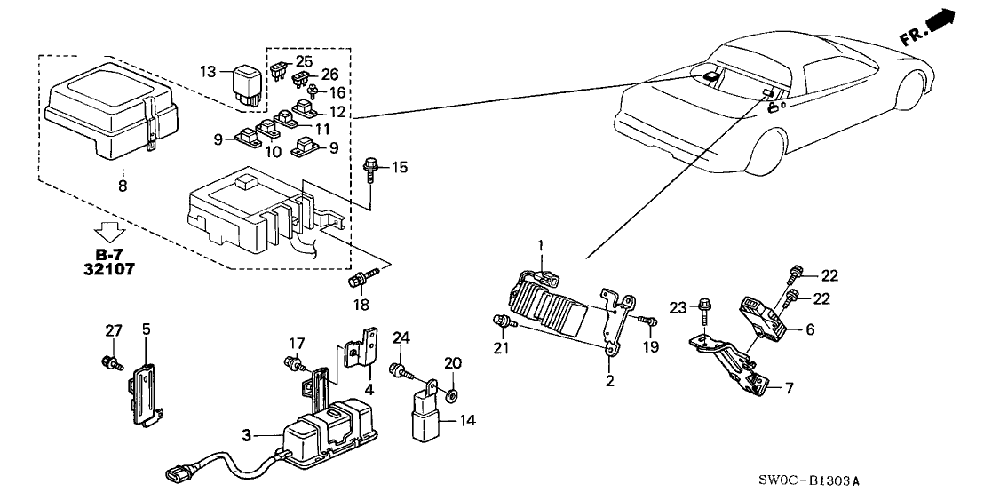 Acura 30701-PR7-000 Bracket, Resistor