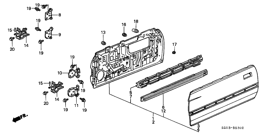 Acura 67731-SG0-A00ZZ Beam, Driver Side Door Skin