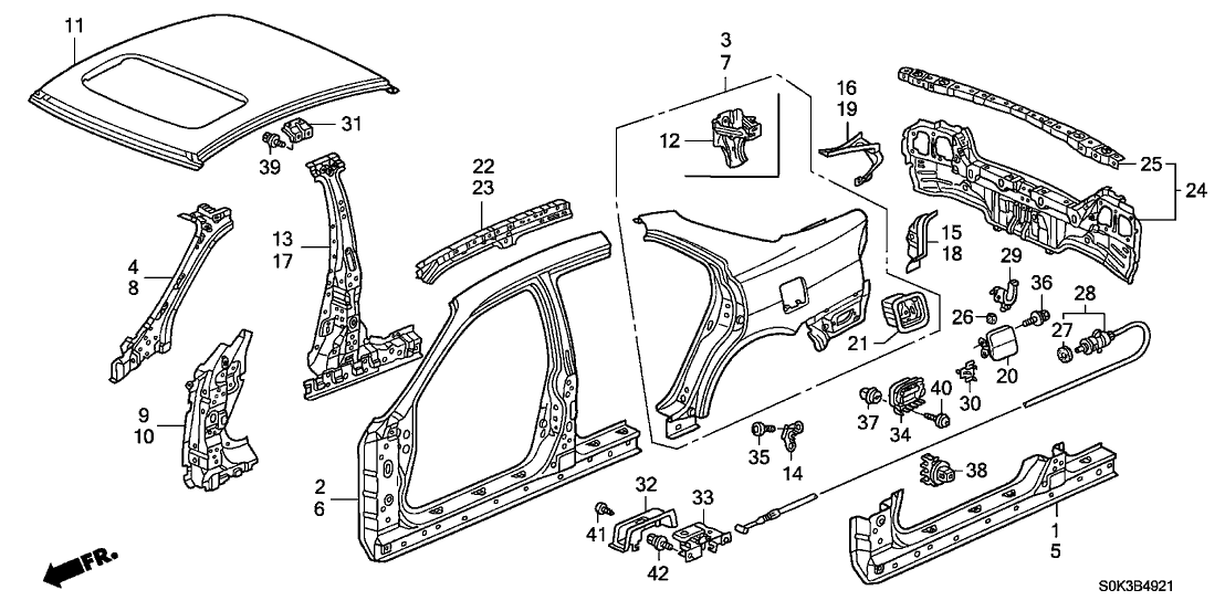 Acura 63317-S0K-A00ZZ Extension, Passenger Side Panel