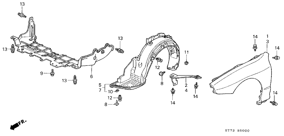 Acura 60211-ST7-A00ZZ Right Front Fender Panel