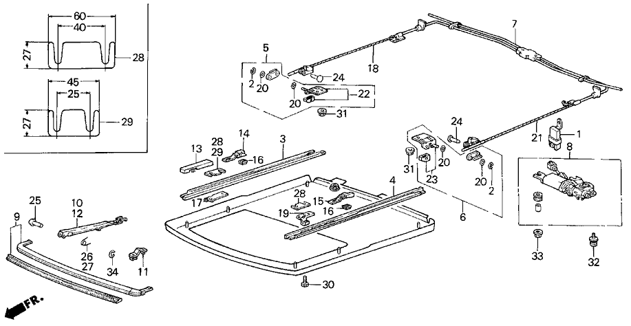 Acura 70400-SD4-A01 Cable Assembly, Sunroof