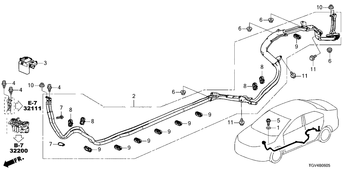 Acura 32412-TGV-305 Cable Assembly , Main