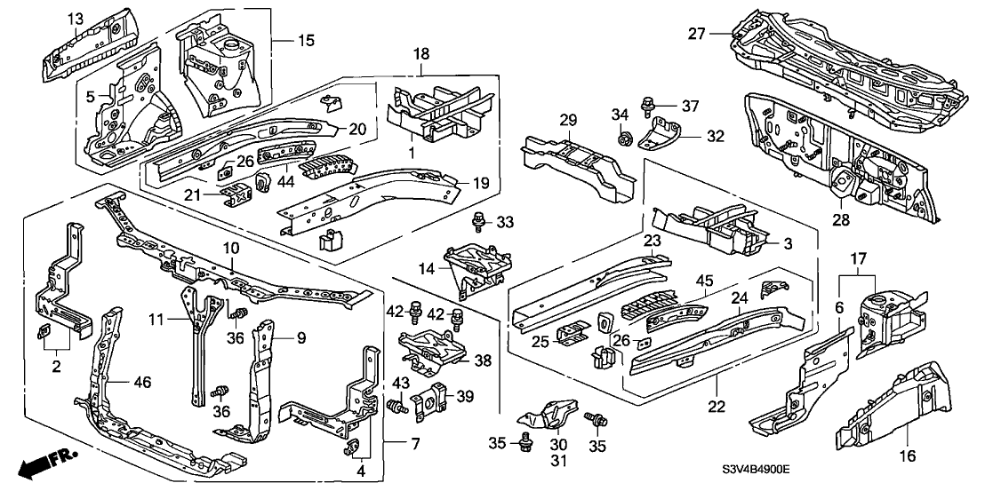 Acura 04603-S3V-305ZZ Crossmember Set, Front Bulkhead (Lower)