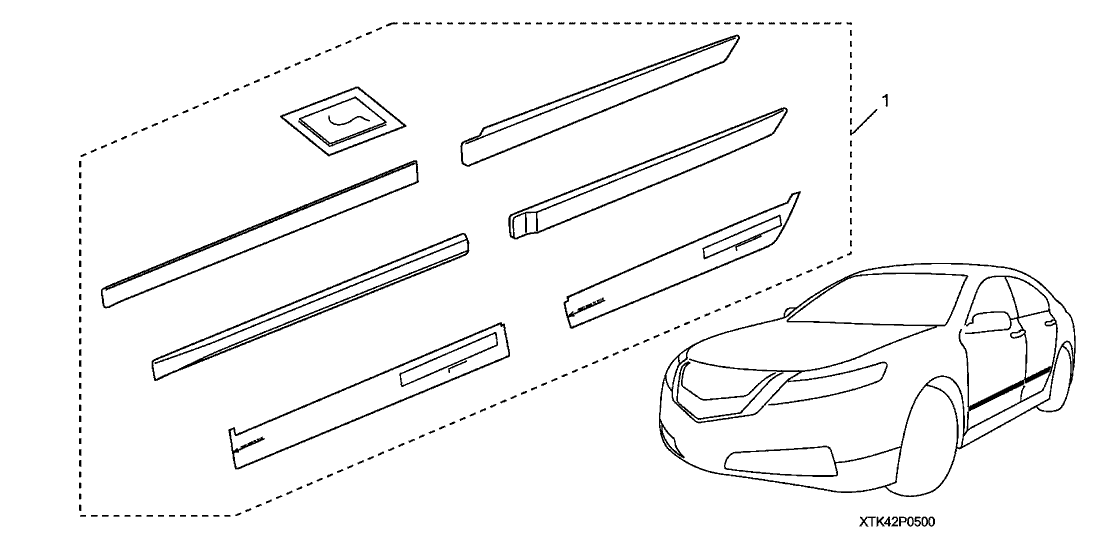 Acura 08P05-TK4-2D1B Molding (Alabaster Silver Metallic)