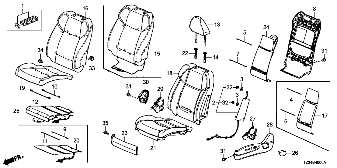 Acura 81521-TZ3-L91ZL Left Front Seat Back Cover (Type Y) (Alcantara)