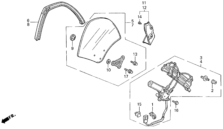 Acura 73550-SP1-010 Glass Assembly, Left Rear Quarter (Bronze)