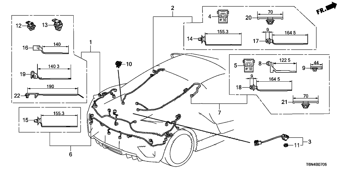 Acura 32113-T6N-A10 Sub-Wire, Rear Bumper