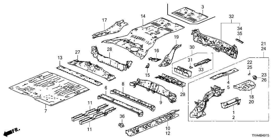 Acura 65150-TYC-305ZZ Center Frame Component, Front Floor