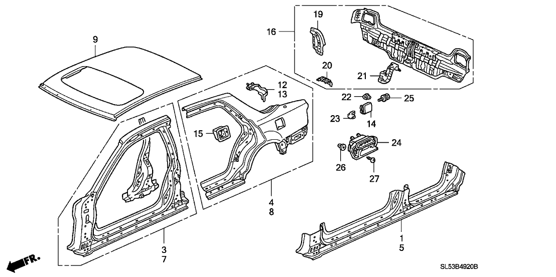 Acura 66112-SL5-A00ZZ Stiffener, Rear Panel (Upper)