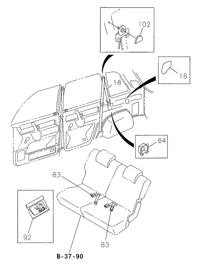 Acura 8-97153-447-2 Right Rear Seat Belt (Dark Gray)