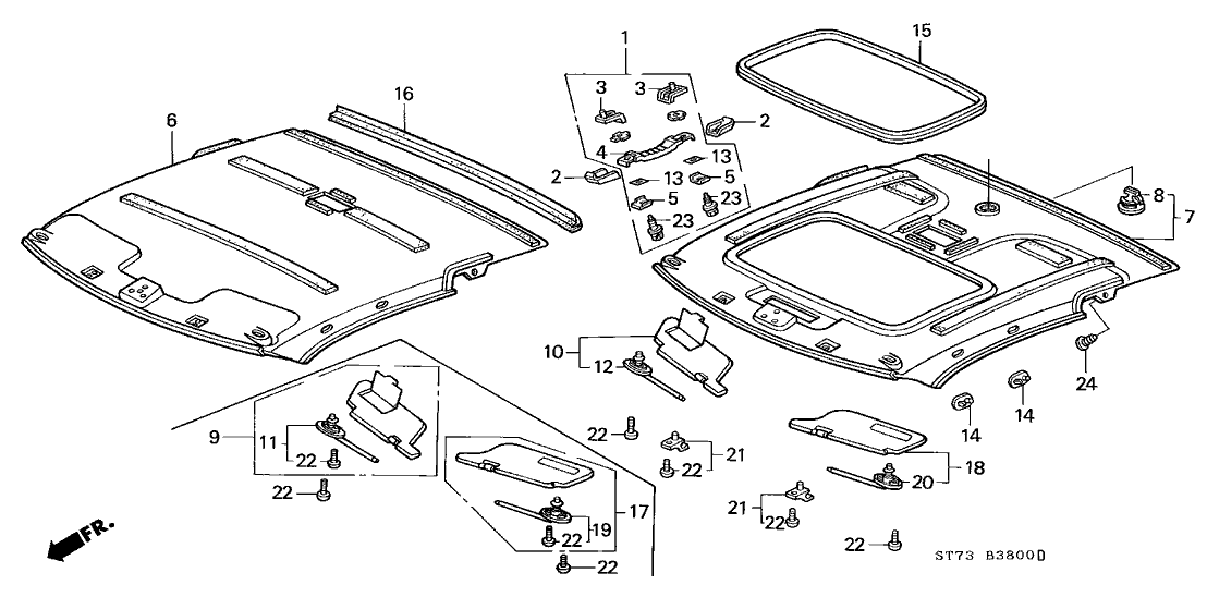 Acura 83200-ST7-921ZB Roof Lining Assembly (Coast Sand) (Sunroof)