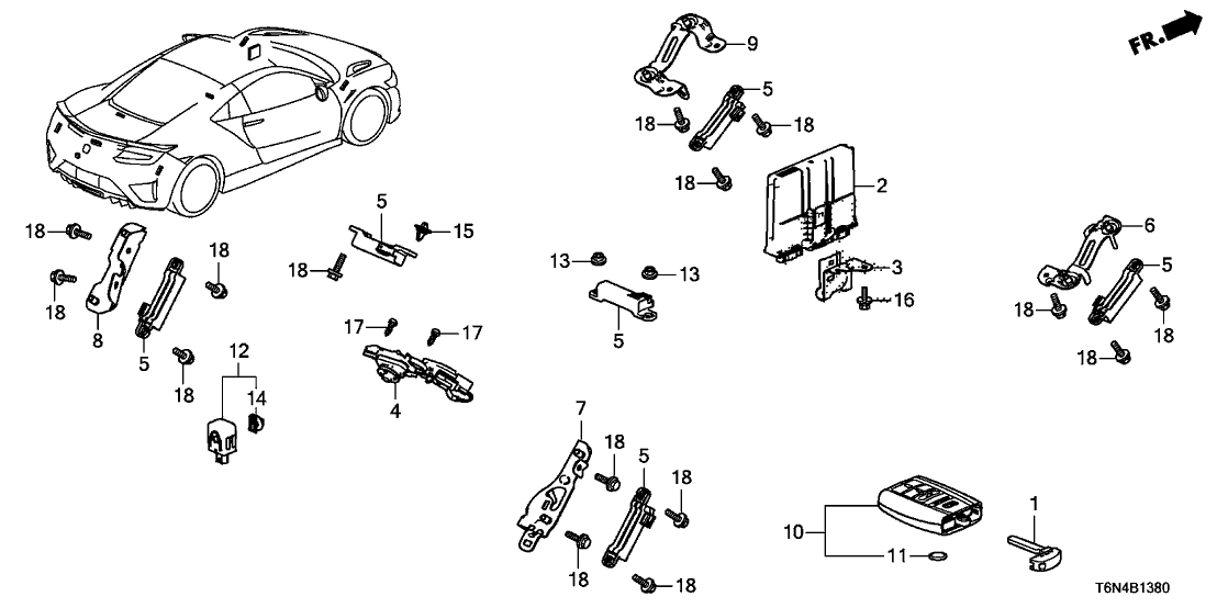 Acura 38488-T6N-A00 Bracket, Right Rear Lf Antenna