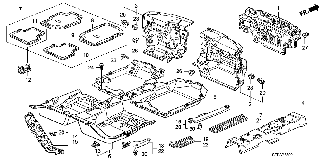 Acura 83604-SEP-A11ZE Floor Mat, Left Rear (Gray)