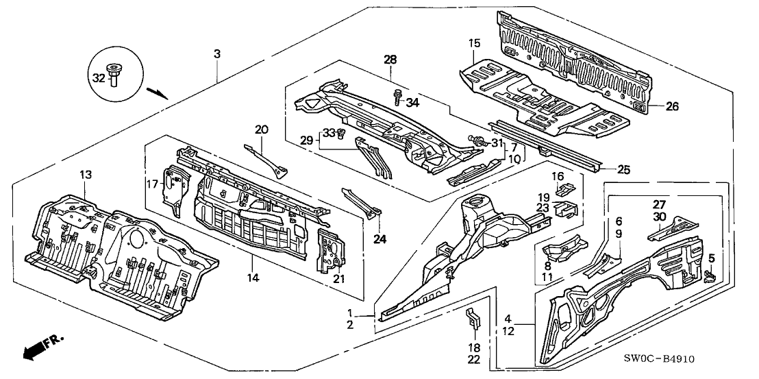 Acura 64410-SL0-A12ZZ Panel, Right Rear Side