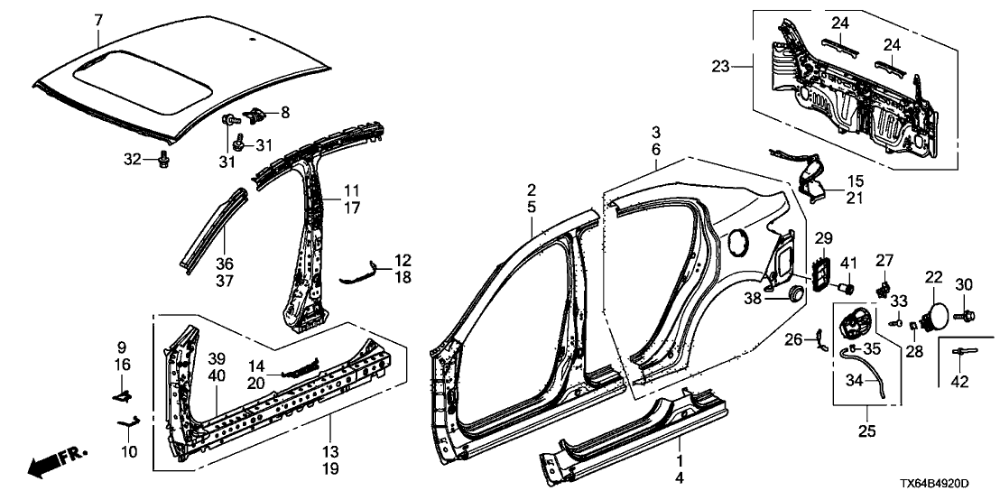 Acura 04646-TV9-A60ZZ Panel Set, Left Rear (Outer) (Dot)