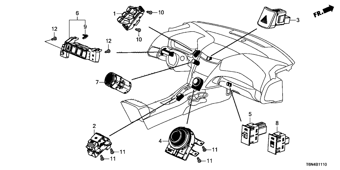 Acura 35355-T6N-A01 Switch Assembly, Epb & Brake Hold