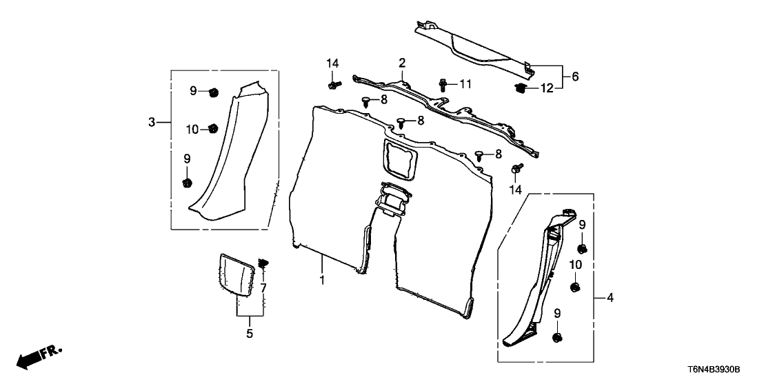 Acura 83780-T6N-A00ZA Lining Assembly, Left Rear Side (Deep Black)