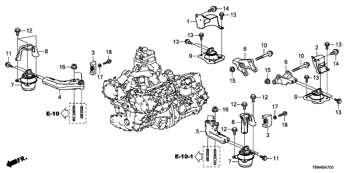 Acura 50850-T6N-A01 Rubber Assembly, Transmission Mounting