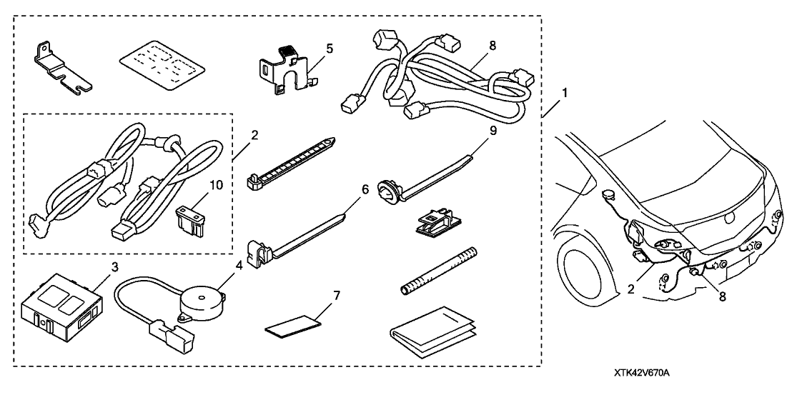 Acura 08V67-TK4-20030 Hrnss, Bckup Sensor