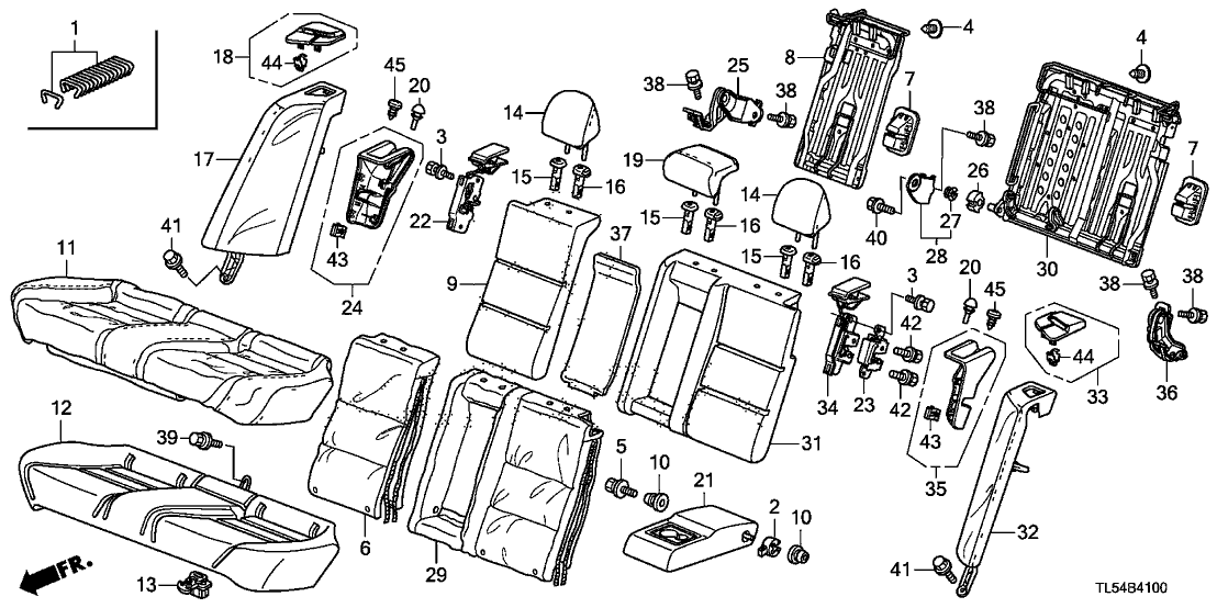 Acura 82160-TL4-G14ZG Headrest Assembly, Rear Center (Type A) (Leather)