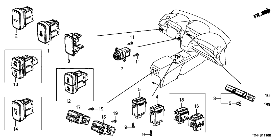 Acura 35470-TB8-E11 Switch Assembly, Corner Sensor & Ldw