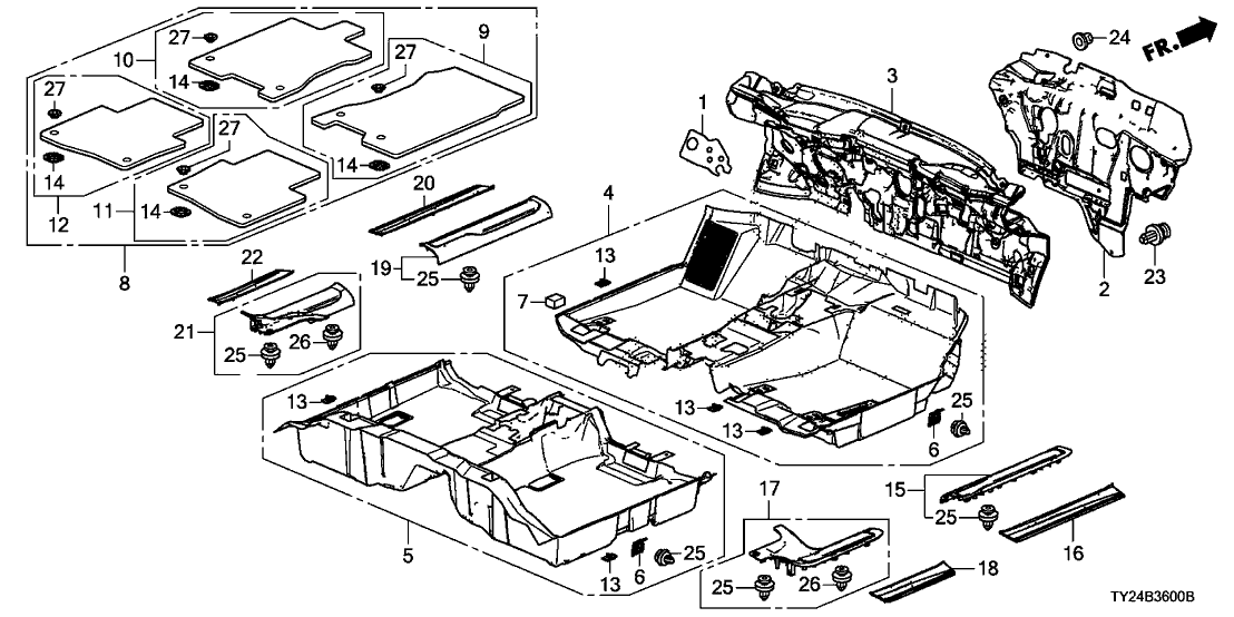 Acura 83604-TY2-A01ZA Floor Mat, Left Rear (Mat Seacoast)