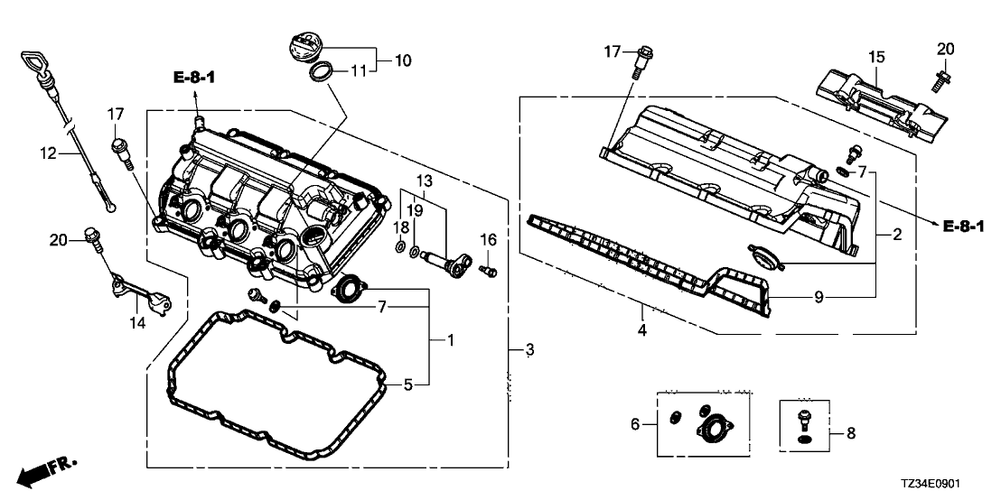 Acura 12347-5G0-000 Bolt Set, Head Cover Plug Seal