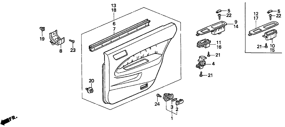 Acura 83773-SZ5-J50ZA Panel, Left Rear Door Switch (Wood Grain)