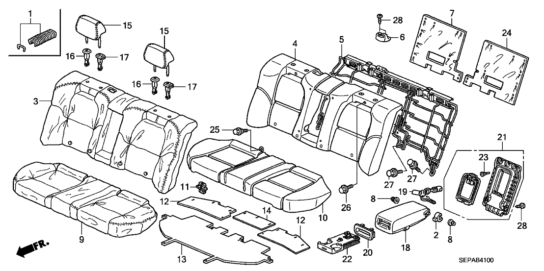 Acura 82126-SEP-A01 Frame, Right Rear Seat-Back