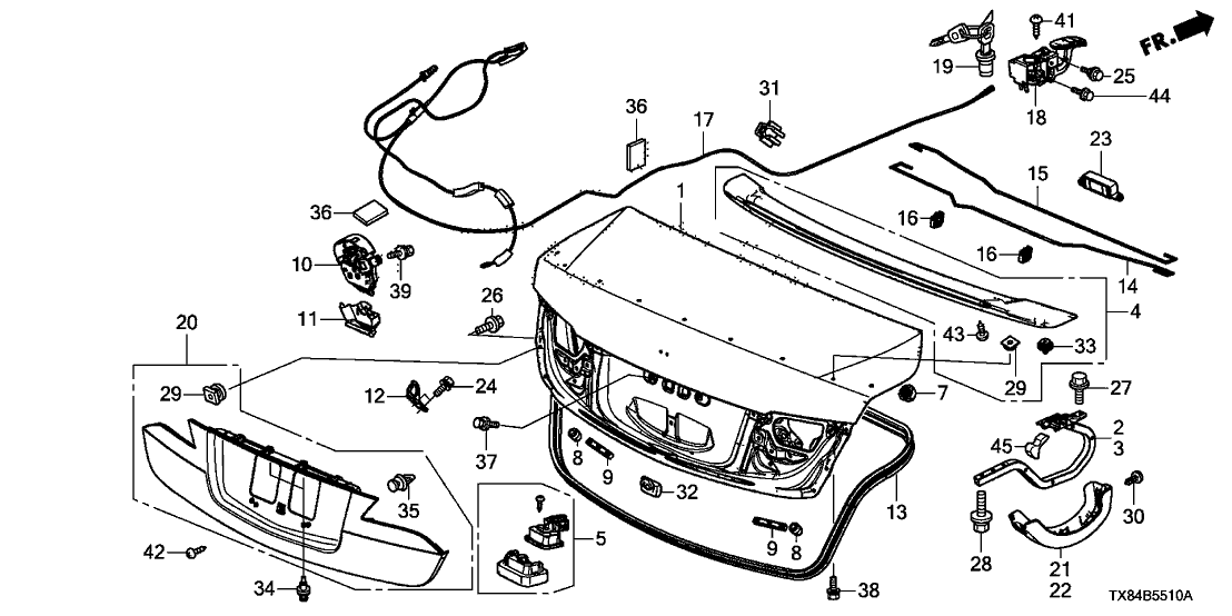 Acura 74895-TX6-A21ZF Garnish Assembly, Trunk (Lower) (Crystal Black Pearl)