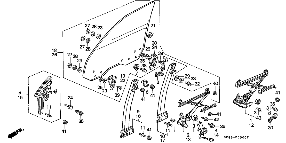 Acura 72287-SK8-013 Guide, Left Front Door Glass