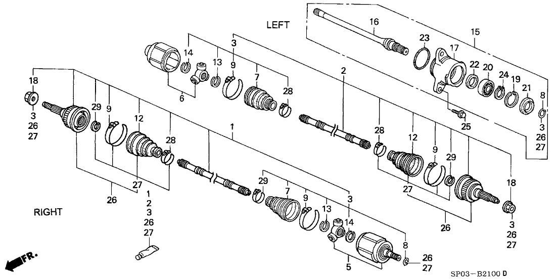 Acura 44014-SP0-C01 CV Joint Set