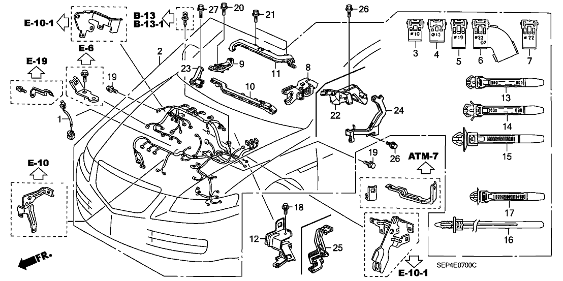 Acura 32749-RDA-A11 Stay J, Engine Wire Harness