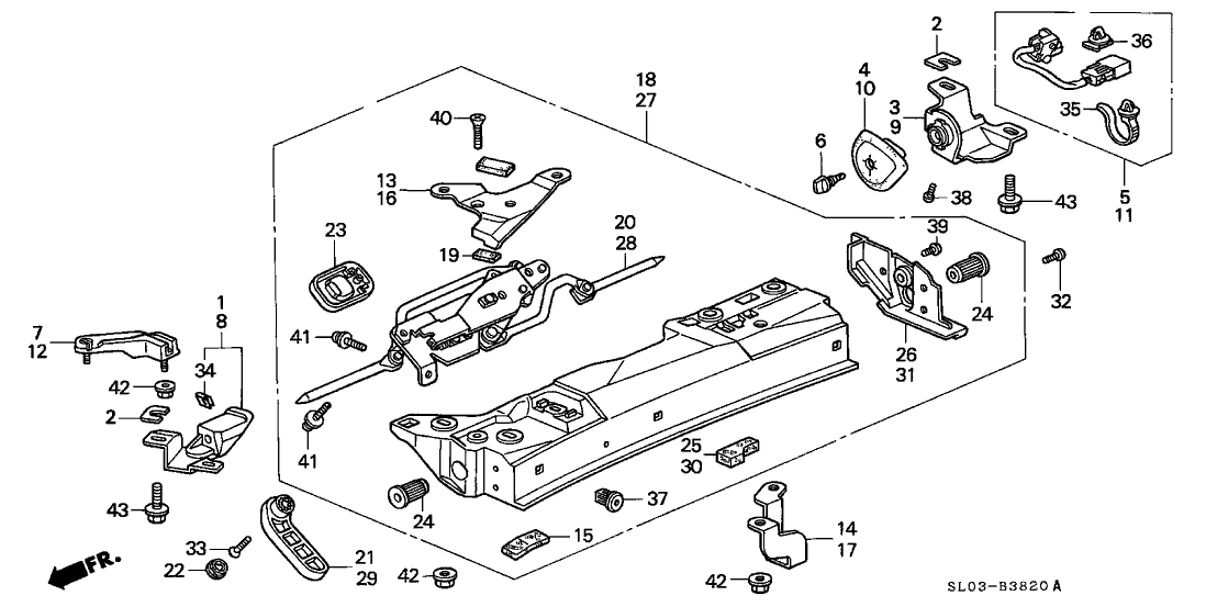 Acura 85220-SL0-T02 Guide, Roof Lock