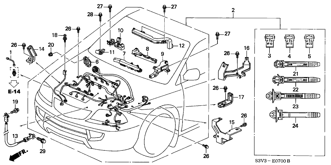 Acura 32743-PGK-A00 Clamp C, Engine Wire Harness