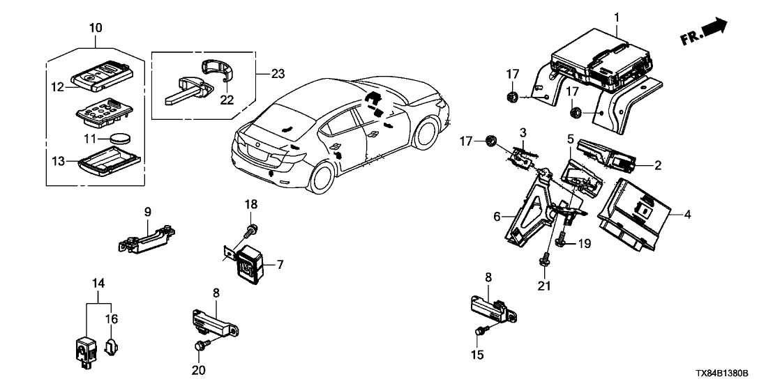 Acura 72148-TX6-A01 Entry Key Top Shell Fob Assembly