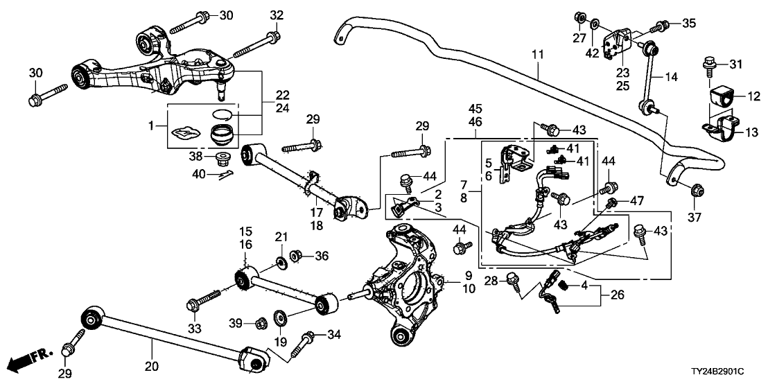 Acura 42519-TY2-A10 Bracket, Left Rear Abs Sensor