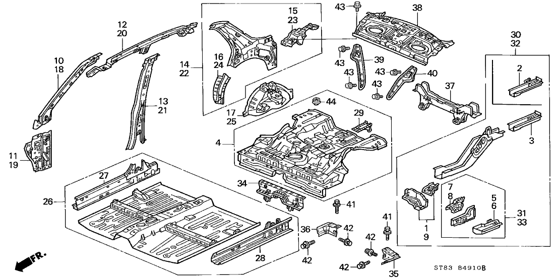 Acura 04655-ST8-A00ZZ Panel Set, Rear Floor