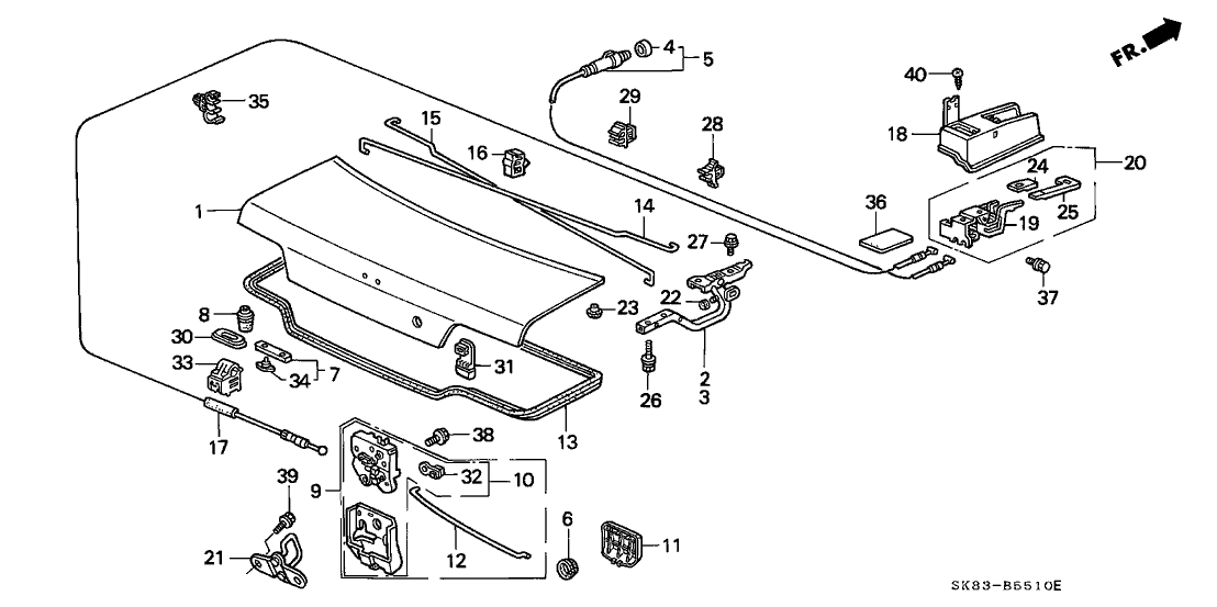 Acura 74865-SK8-000 Weatherstrip, Trunk Lid