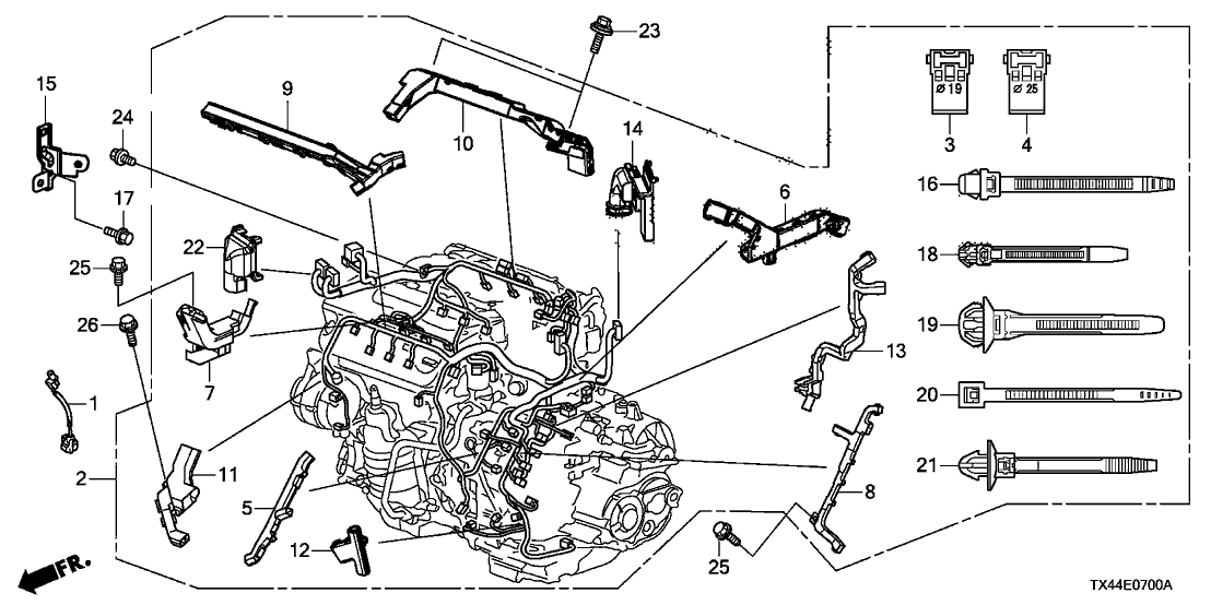 Acura 32129-R8A-A50 Holder, Engine Harness Transmission