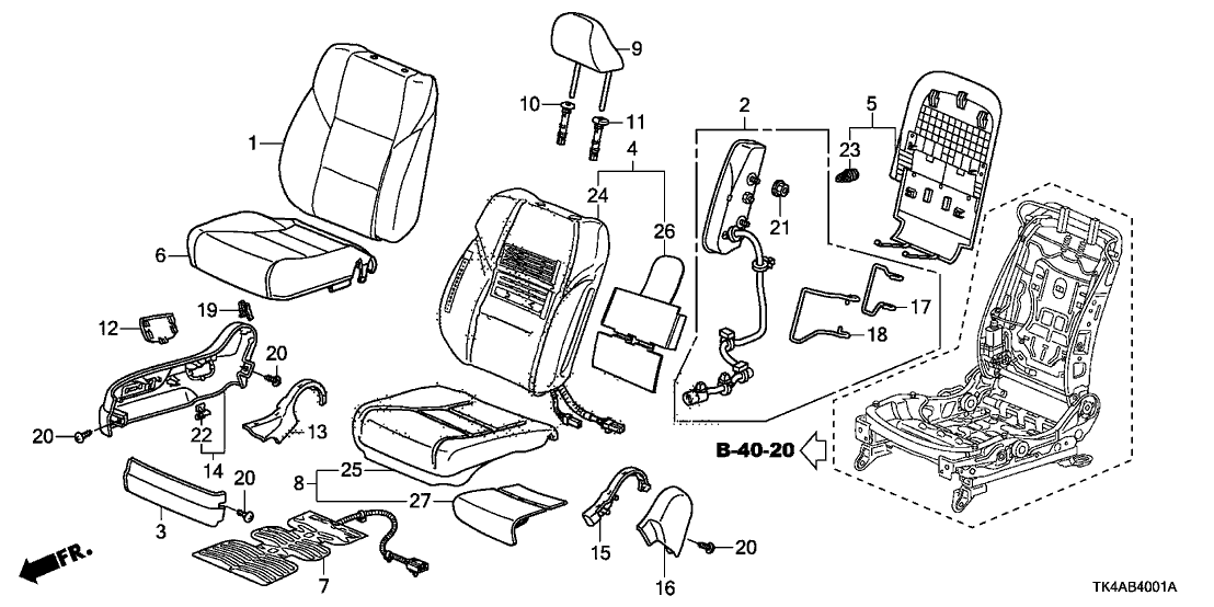 Acura 81140-TK4-L11ZF Headrest Assembly, Front (Type F) (Leather)