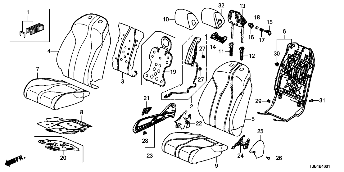 Acura 81129-TJB-A21ZQ Right Front Seat-Back Cover Assembly (Type Z)