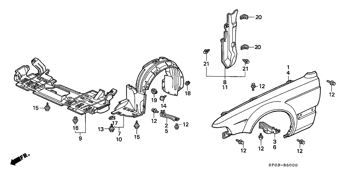 Acura 74111-SP0-000 Shield, Front Splash