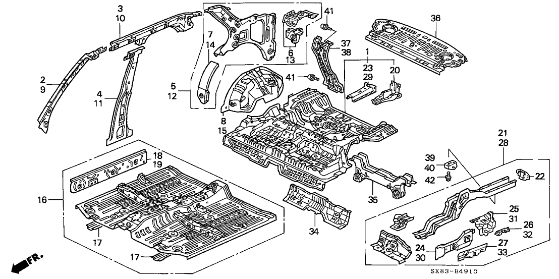 Acura 65100-SK8-A11ZZ Floor, Front