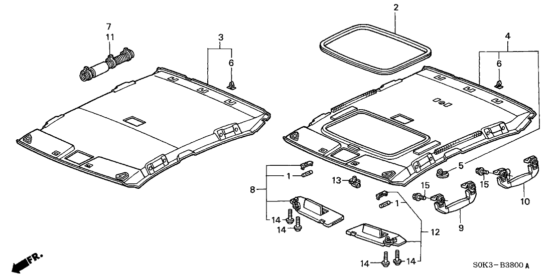 Acura 83200-S0K-A80ZA Lining Assembly, Roof (Seagull Gray) (Sunroof)