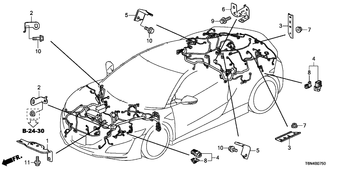 Acura 32201-T6N-A00 Bracket, Engine Room Wire Harness