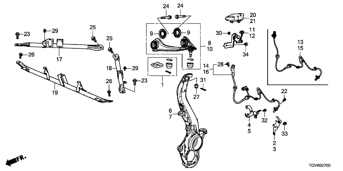 Acura 57450-TGV-A53 Right Front Sensor Assembly