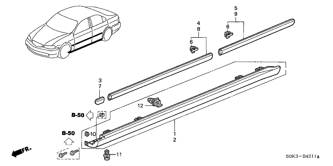 Acura 71800-S0K-A01ZT Garnish Assembly, Passenger Side Sill (Redondo Red Pearl)